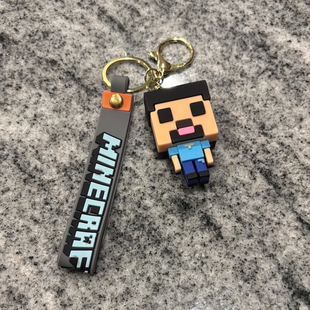Minecraft Keychain Set with Character and Logo